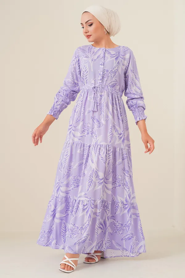 Robe hijab à motifs 2145 - Lilas Robe hijab à motifs 2145 - Lilas