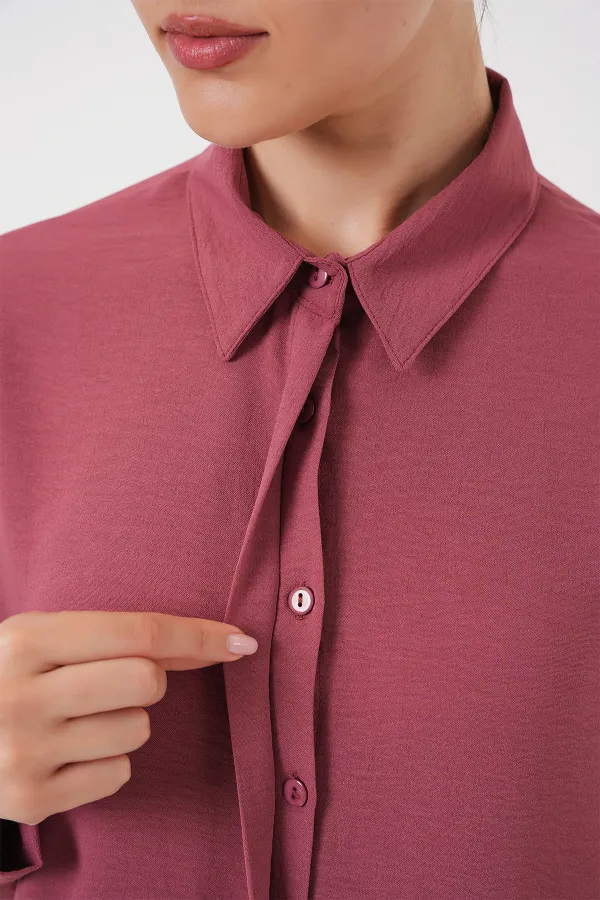 Kadın Uzun Gömlek Tunik 5945 - Gül Kurusu