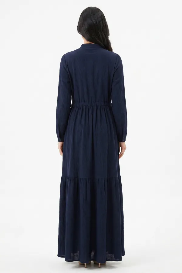 Robe hijab à col mandarin 2144 - Bleu marine foncé