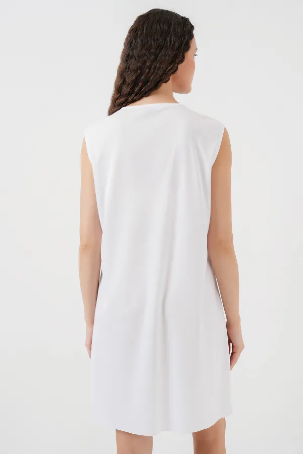 2535 Kolsuz Midi Elbise Astarı İçlik Jüpon - Beyaz