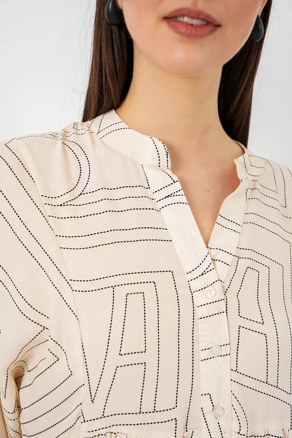 Robe longue hijab à motifs pour femme 2585 - Crème unie