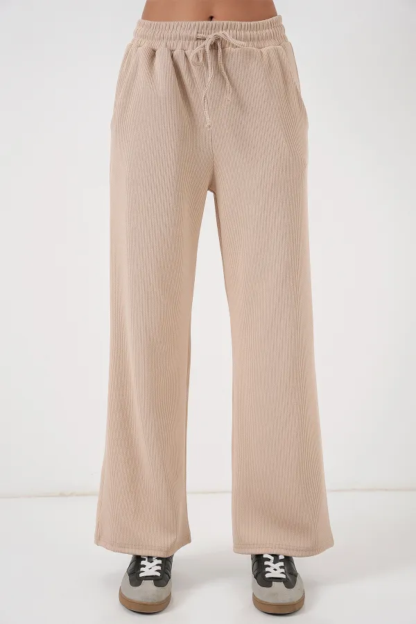 Kadın Fitilli Pantolon 30053 - Bej