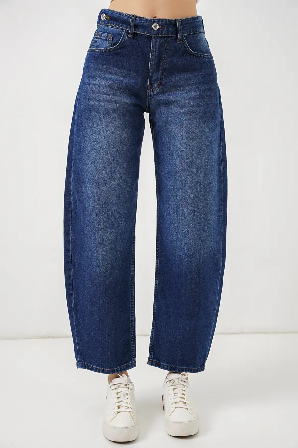 Kadın Yüksek Bel Kot Pantolon 30081 - Lacivert