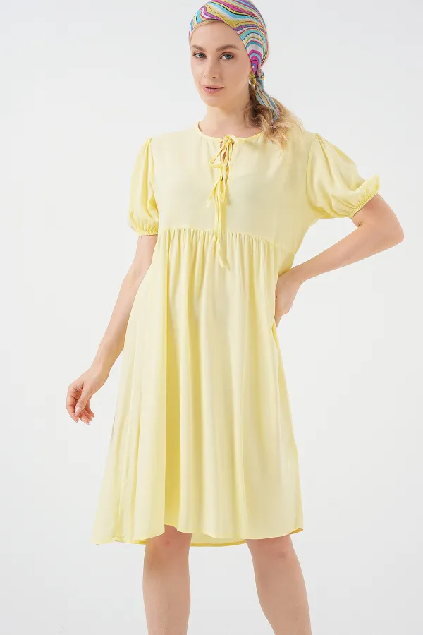 Robe midi à lacets pour femme 2575 - Jaune