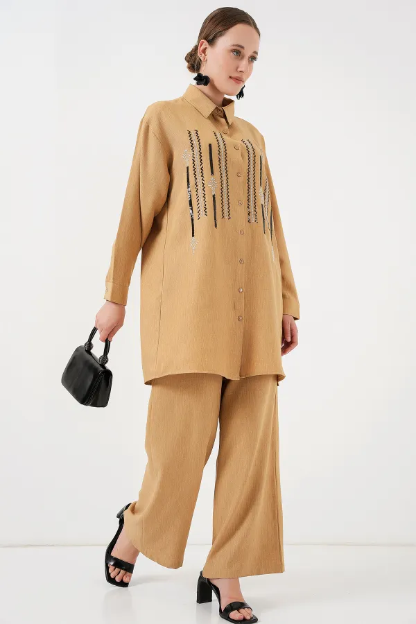 Desenli Tunik Pantolon İkili Takım 6720 - Bisküvi