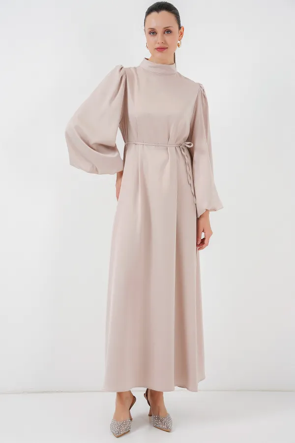 Robe de soirée modeste en satin 2510 - Crème Robe de soirée modeste en satin 2510 - Crème