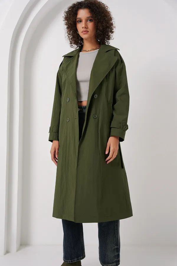 5936 Double-breasted Trench Coat - Khaki