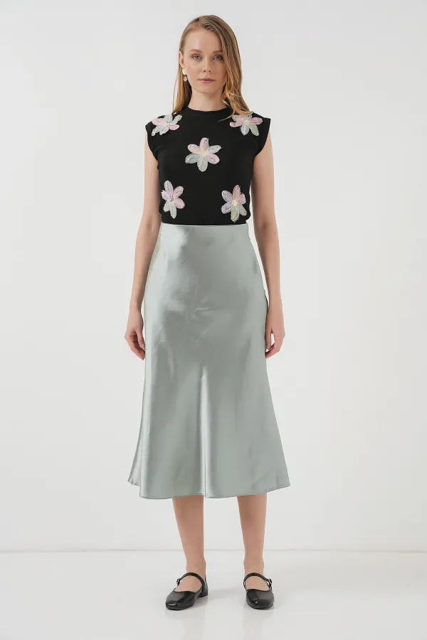 15806 Satin Skirt - Çağla