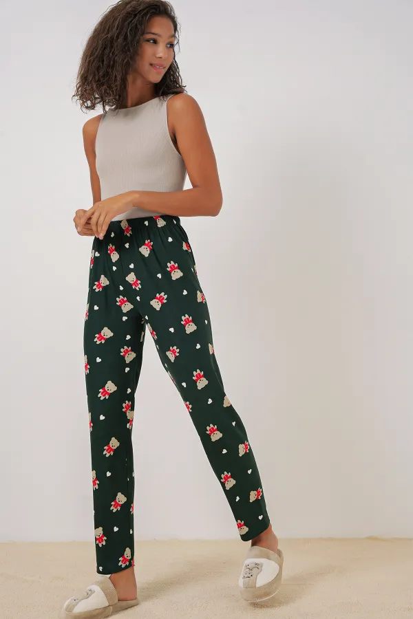 Bas de pyjama à motifs 4323 - Vert émeraude clair