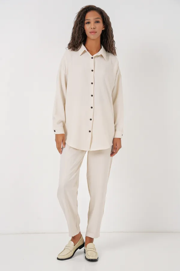 6622 Keten İkili Takım - Ekru