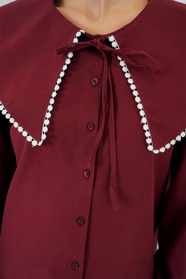 Chemise à col bébé pour femme 20314 - Bordeaux