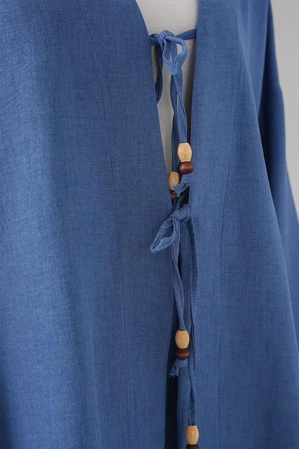 Kimono deux pièces en lin pour femme 6727 - Indigo