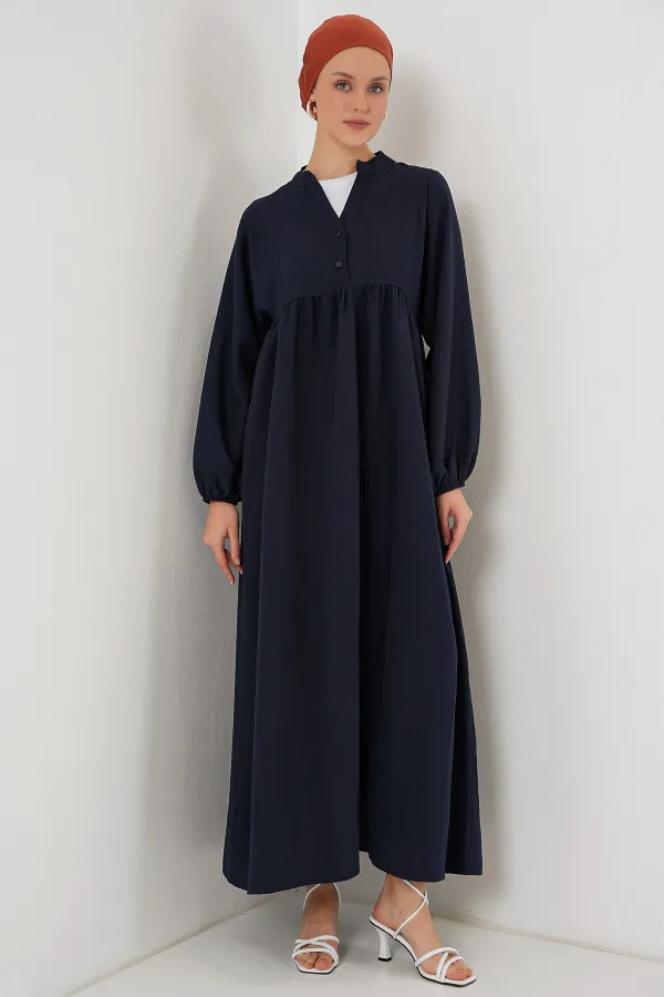 Kadın Uzun Tesettür Elbise 2525 - Lacivert