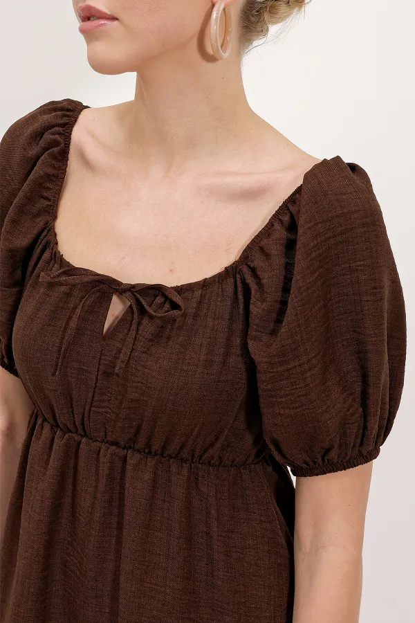 2351 Flared Poplin Dress - Dark Brown