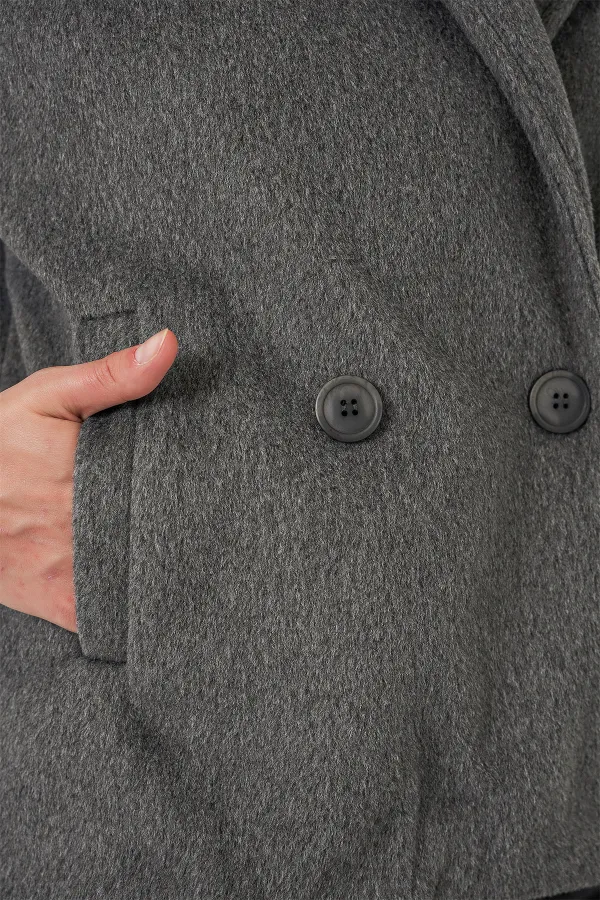 Kadın Kaşe Ceket 0725 - Gri