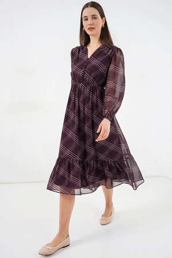 Robe en mousseline à motifs 2137 - Violet