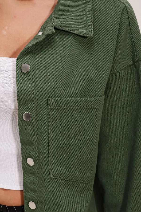 20192 Oversize Gabardine Shirt Jacket - Khaki