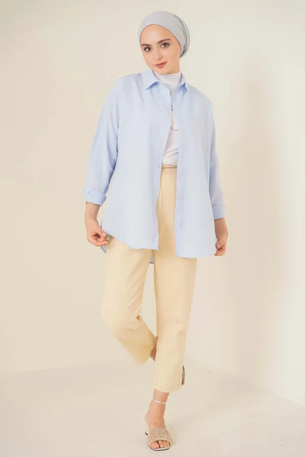 Chemise hijab basique oversize 103901 - Bleu clair