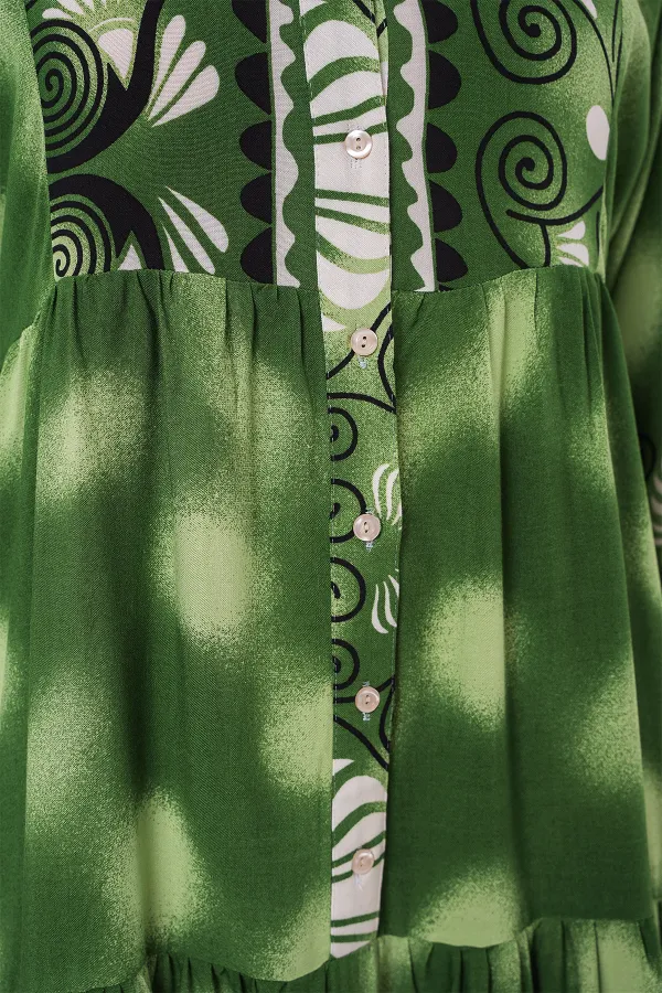 Robe hijab à motifs authentiques 2423 - Verte 6