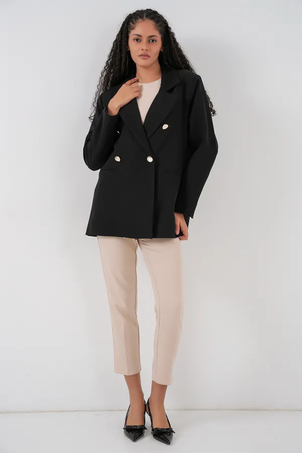 Veste blazer croisée pour femme 0722 - Noir