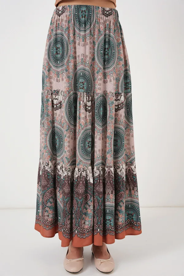 Jupe longue à motifs 1898 - Vert émeraude