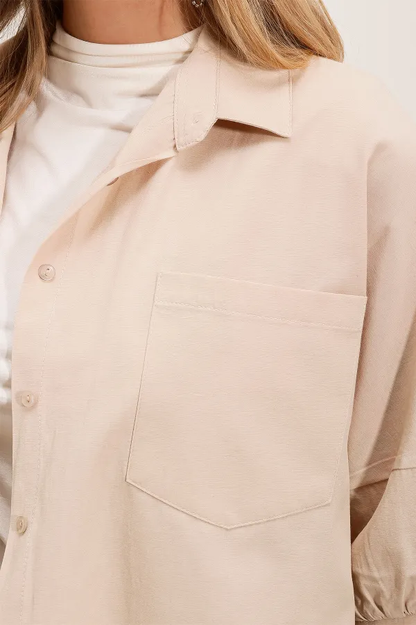 Chemise basique oversize à manches courtes 20213 - Crème