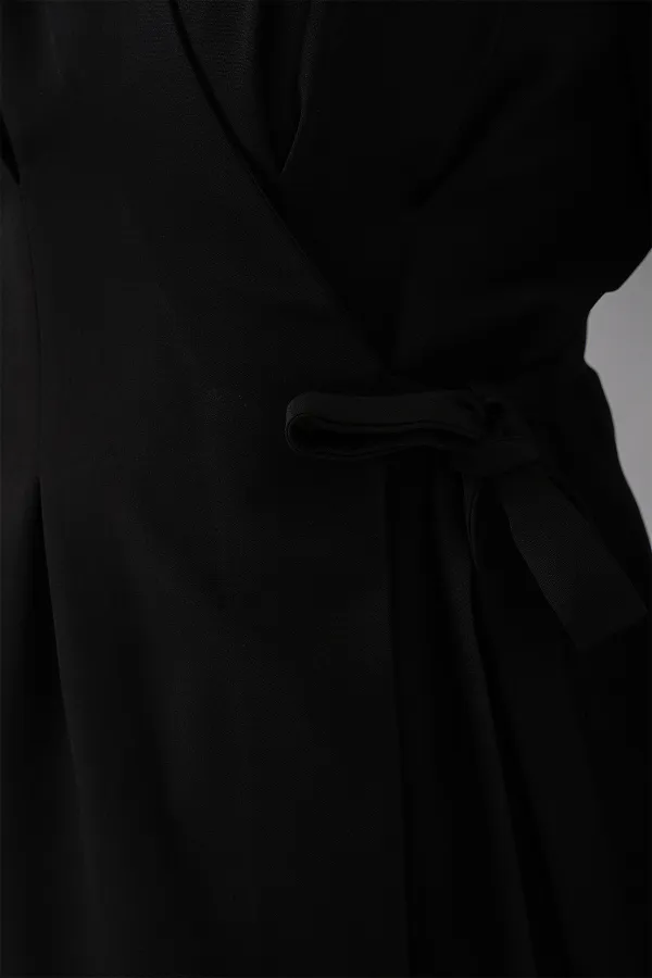 Kadın Kimono Pantolon Kumaş Takım 30054 - Siyah