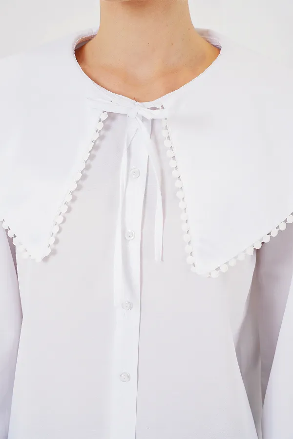 Chemise à col bébé pour femme 20314 - Blanche