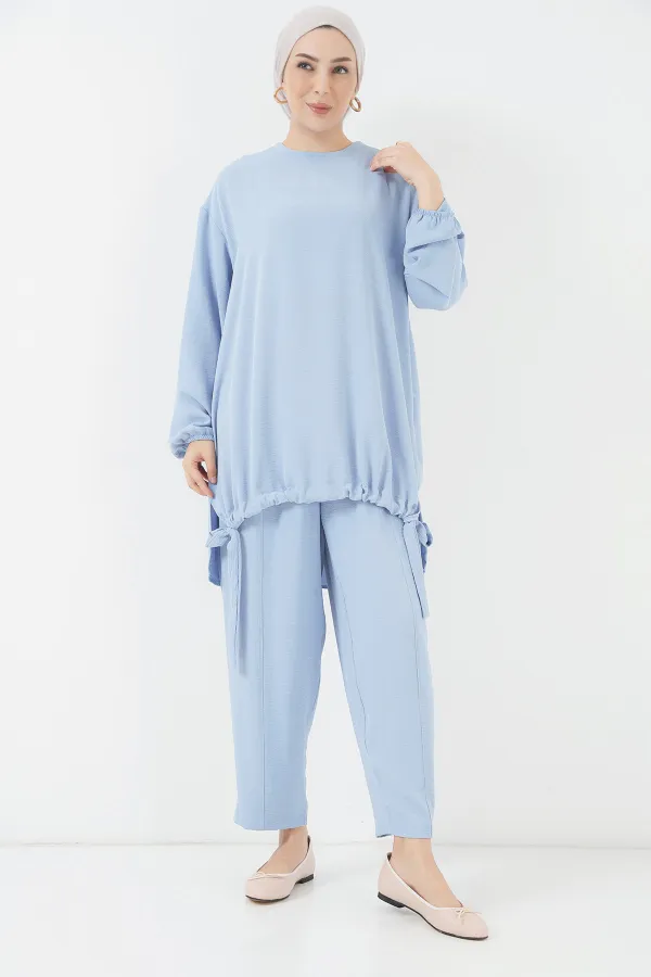 Ensemble deux pièces tunique et pantalon 6682 - Bleu