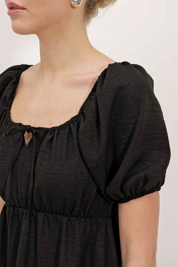 Robe évasée en popeline 2351 - Noir clair