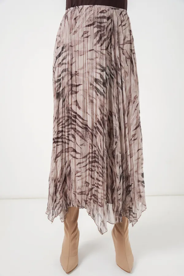 Women's Asymmetrical Chiffon Skirt 8056 - Beige