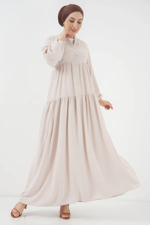 Robe longue hijab pour femme 2527 - Crème