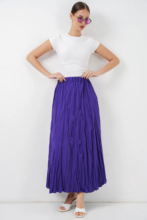Jupe longue froissée pour femme 8042 - Violet