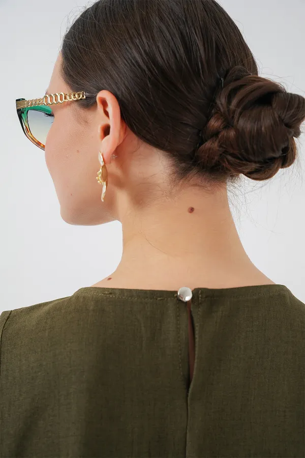 2444 Mini-robe en lin - Kaki