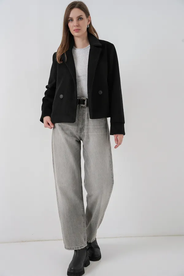 Kadın Kaşe Ceket 0725 - Siyah