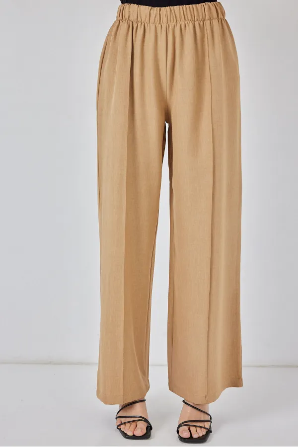 Kimono deux pièces en lin pour femme, modèle 6727 - Biscuit