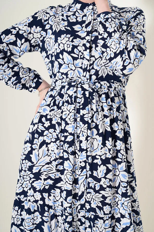 Robe hijab à col juge 2144 - Bleu marine