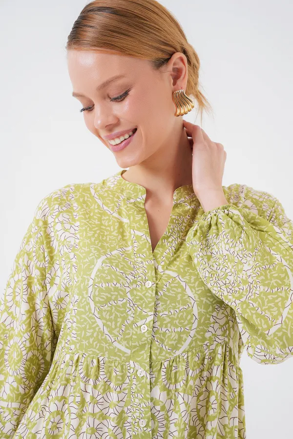 Robe hijab à motifs authentiques 2423 - Vert 8