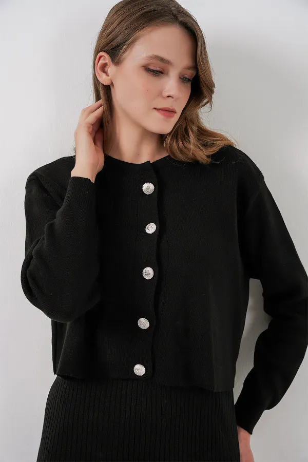 Women's Cardigan Dress Knitwear Two Piece Set 15960 - Black