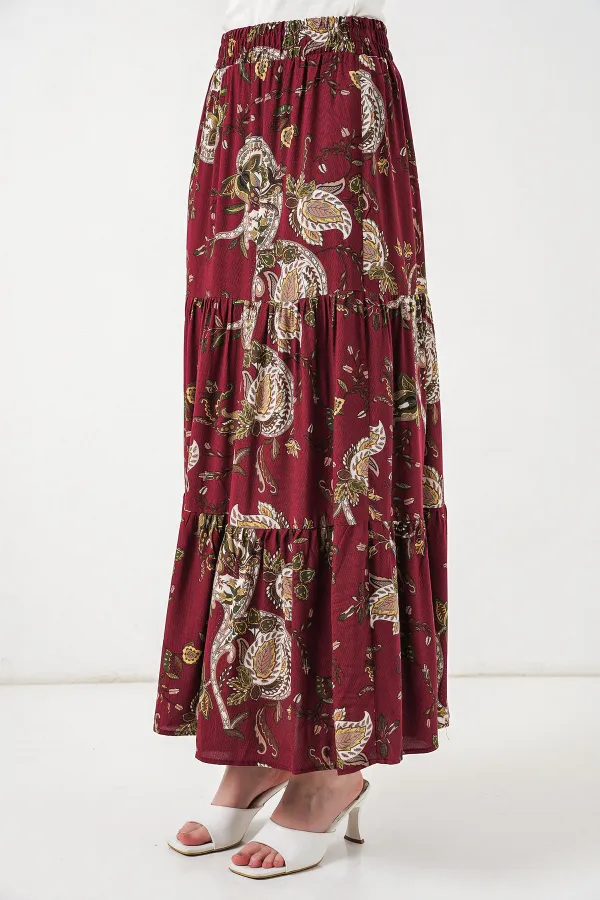 Jupe longue à motifs 1898 - Bordeaux