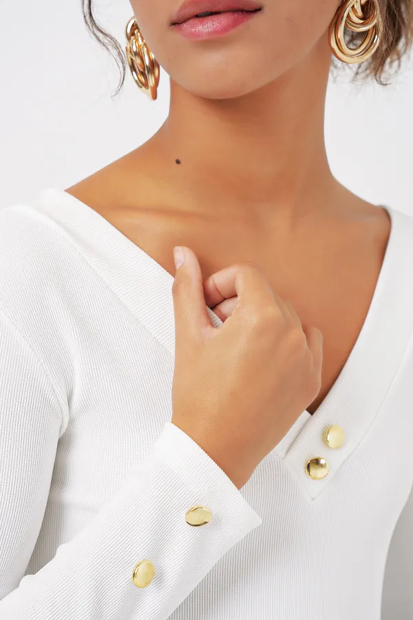 923 Long Sleeve Bodysuit - White