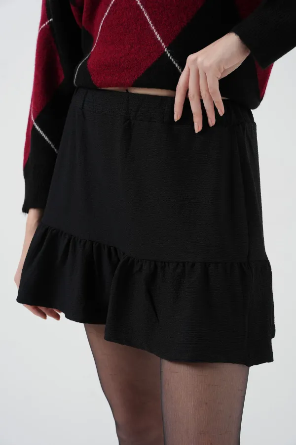 1884 Örme Siyah Mini Etek
