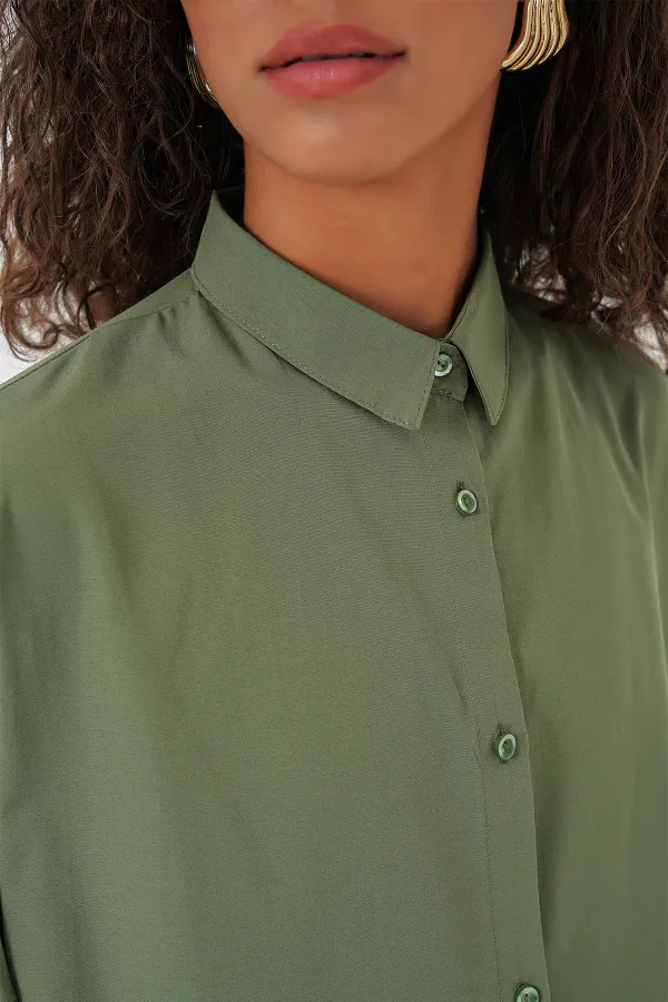 Chemise basique longue oversize 3900 - Kaki clair