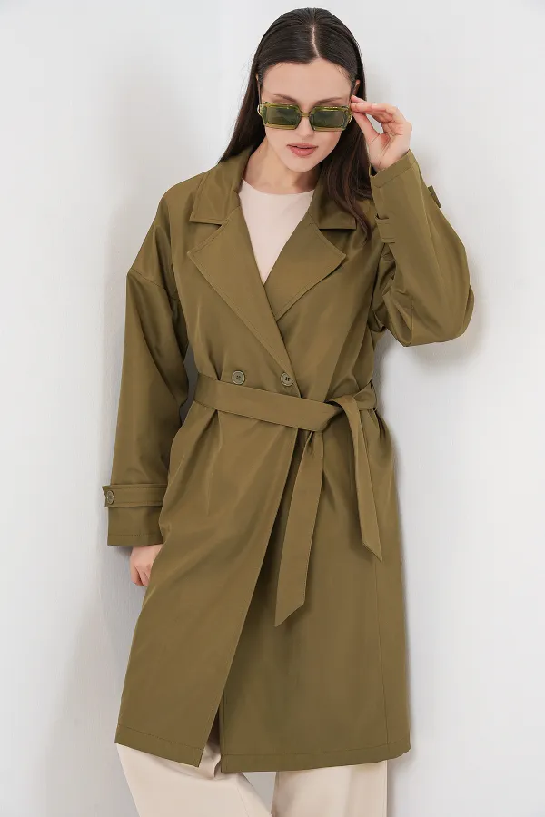 Trench-coat croisé pour femme 5987 - Kaki