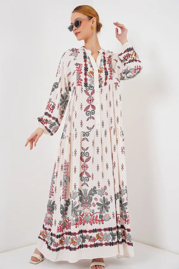 Robe hijab à motifs authentiques 2423 - Rouge Z.