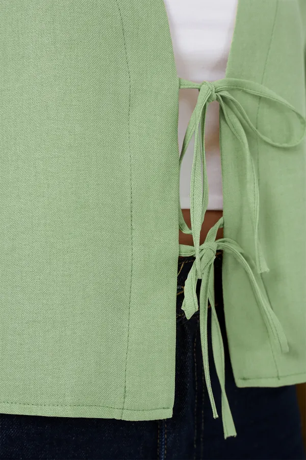 Kimono en lin à nouer sur le devant 960 - Vert E.