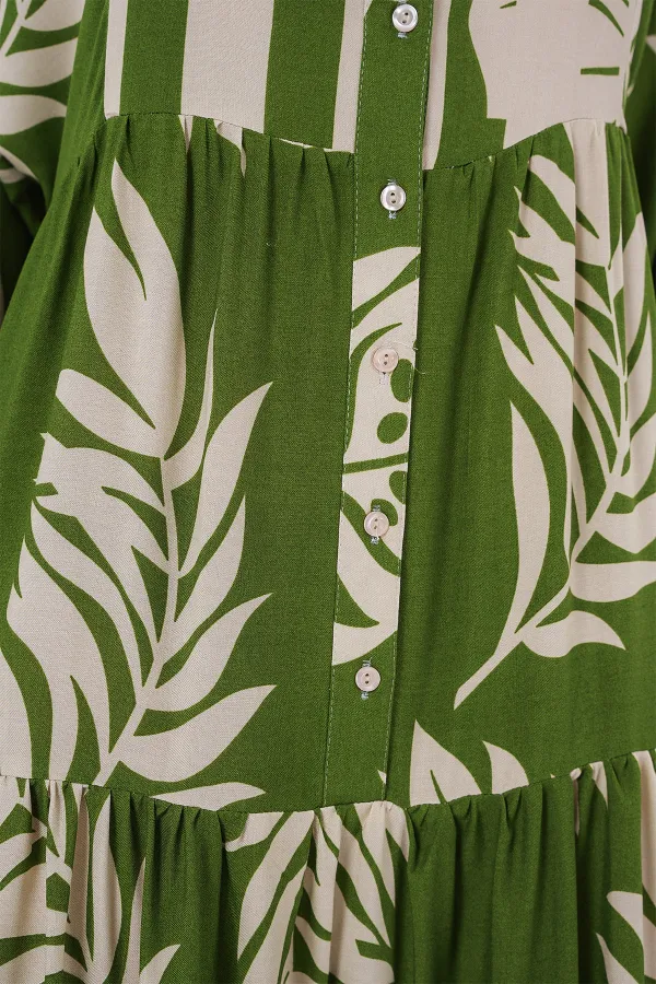 Robe hijab à motifs authentiques 2423 - Verte 5