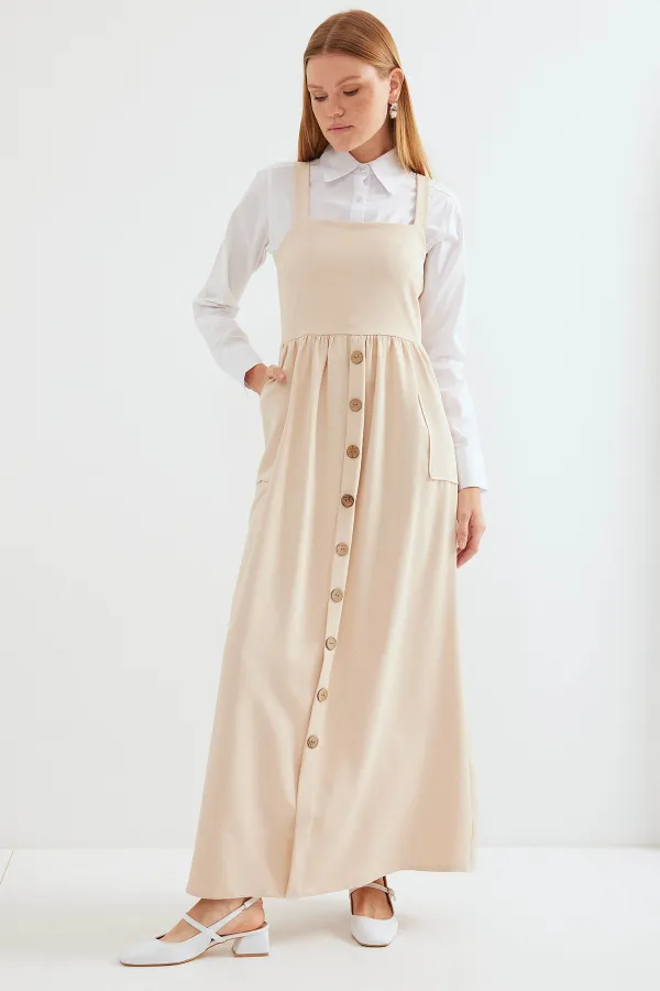 2490 Long Overall Dress - Cream
