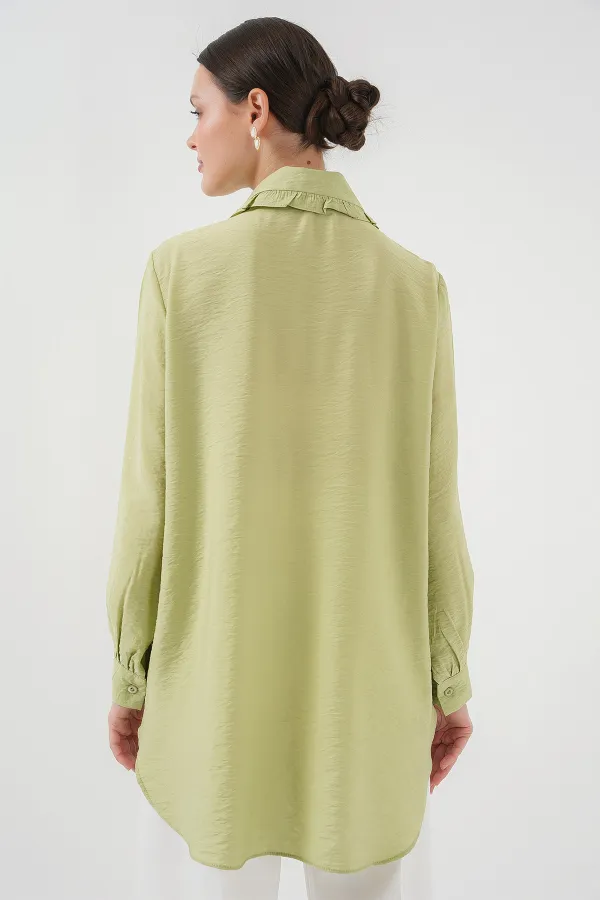 Fırfırlı Uzun Gömlek Tunik 5952 - Çağla