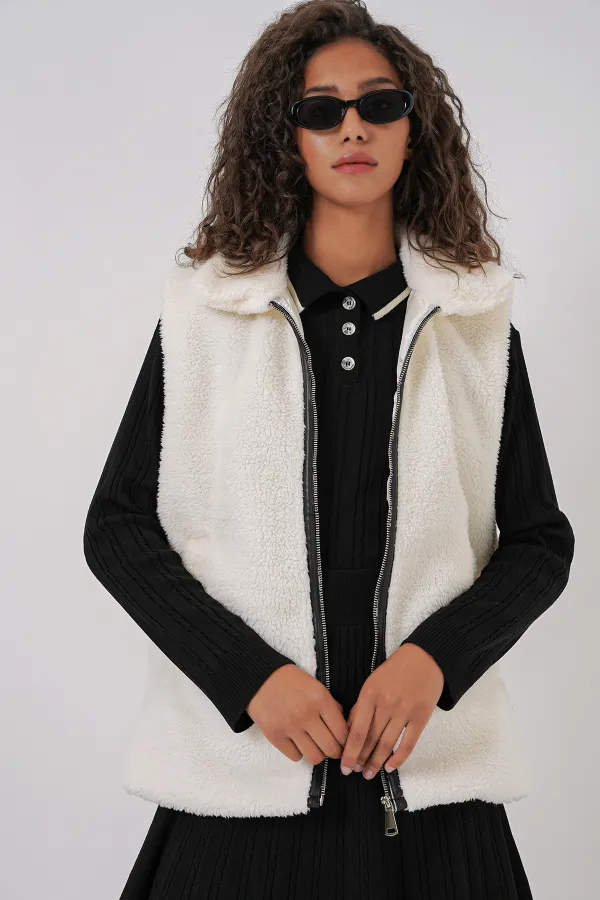 Gilet en peluche 6793 - Blanc